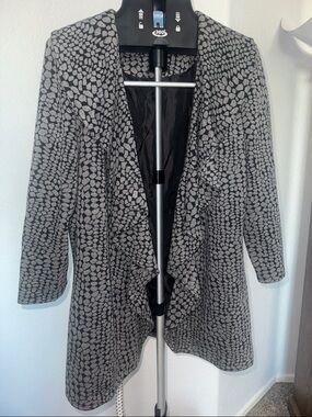 Calvin Klein Black and Gray Patterned Knit Cardigan